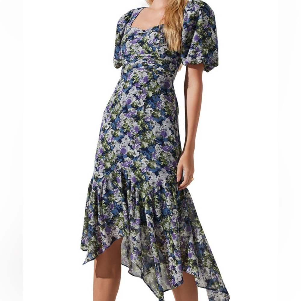 Blue Floral ASTR The Label Midi Dress